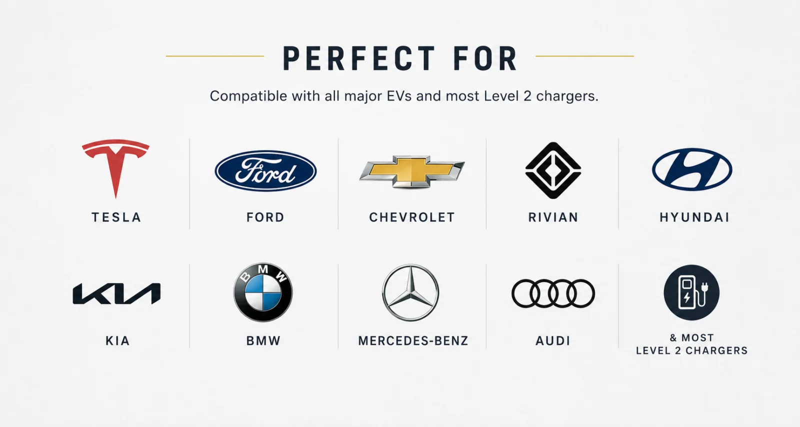 Logos of major electric vehicle brands